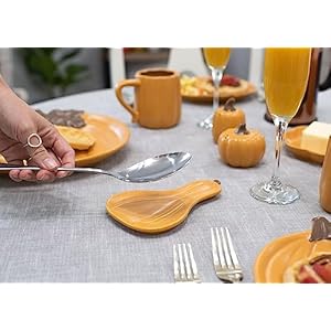 Nat & Jules Pumpkin Gourd Shaped 6.5 x 4 Inch Ceramic Spoon Rest: Cheerful Fall & Thanksgiving Decorations for Indoor Home Kitchen & Table Décor & Centerpiece, Orange Nat Jules Pumpkin Gourd Shaped 65 x 4 Inch Ceramic Spoon Rest Cheerful Fall Thanksgiving Decorations for Indoor Home Kitchen Table Decor Centerpiece Orange