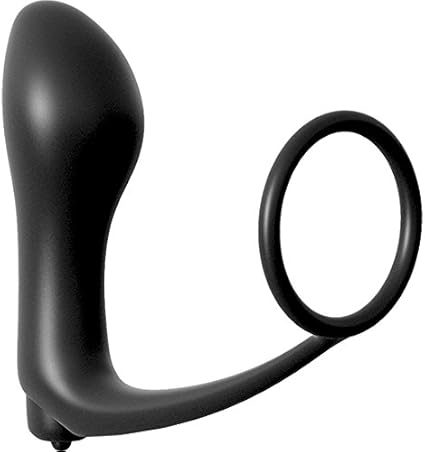 PLUG ANAL VIBRADOR CON ANILLO PARA EL PENE NEGRO : Salud y ...