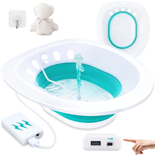 Image of Electric Sitz Bath, Sitz Bath for Hemorrhoids, Sitz Bath for Toilet Seat, Sitz Bath for Postpartum Care, Sits Bath Kit for Women, Automatic Flushing, Foldable, Fits Universal Toilet