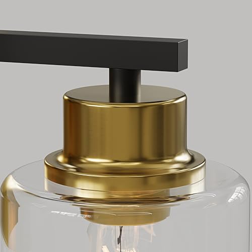 Image of Rayogale Wireless Battery Operated Wall Sconce Set of 2 with Remote Control | Black & Gold Dimmable Rechargeable Wall Lights with Timer, Easy Install Glass Lamp for Living Room Bedroom, Emergency 3000K