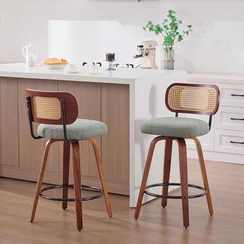 Image of YaFiti Bar Stools Set of 2, 26 Inch Counter Height Bar Stools, Light Green