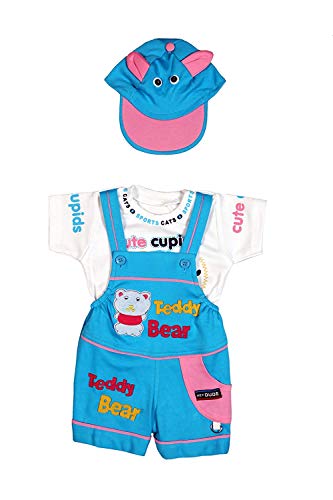 Image of Baby Boy's And Baby Girl's Dungaree Set /Romper Set with T-Shirt And Cap