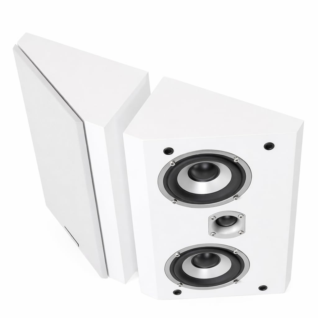 Dynavoice Magic FX-4 Blanco – Altavoces Surround para Cine en Casa (Pareja), Montaje en Pared o Techo, Compatibles con Dolby Atmos.