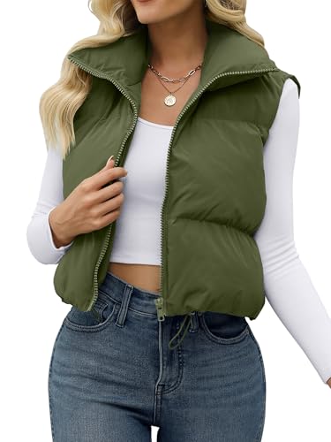 JZC Puffer Vest Women Crop Vest Lightweight Sleeveless Coat Winter