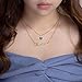 MeMoShe Layered Choker Name Necklace Personalized with Birthstone, Custom Nameplate Pendant 18K Gold Plated Necklace Christmas Gift (18K Gold-Birthstone)