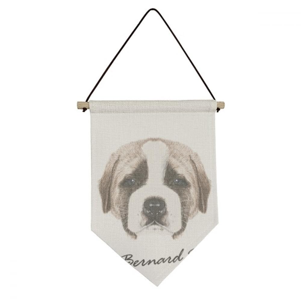 Drapeau en toile à suspendre motif St.Bernard marron en tissu premium