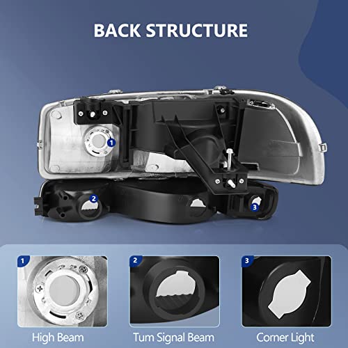 Eccpp Headlight Assembly Black Headlights+Bumper Light Lamp For Gmc For Sierra 1500 2500 3500,1500 Hd 2500 Hd,1500 Hd/2500 Hd/3500 Classic,For Gmc Yukon,For Gmc Yukon Xl 1500 2500 1999-2007 #TOP2