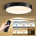 Lightania 13 Inch Flush Mount Ceiling Light with Remote Control & Night Light, 5CCT Dimmable Ceiling Light Fixture, 25W 2500LM 2700K-6500K Adjustable LED Ceiling Lights for Bedroom Kitchen, Black