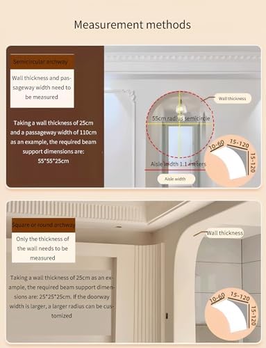 Curved Arch Molding Trim for Doors & Windows - Foam Archway Kit, 18x18x18cm & 22x22x22cm - Perfect for Interior Renovations & Elegant Designs