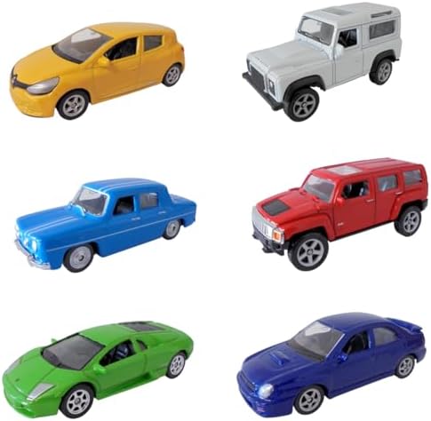 OPO 10 - Set of 6 Miniature Cars, 1:64 Scale, 3 inches (7.5cm): Renault, Lamborghini, Hummer, Land Rover, Subaru, Welly LSUP5