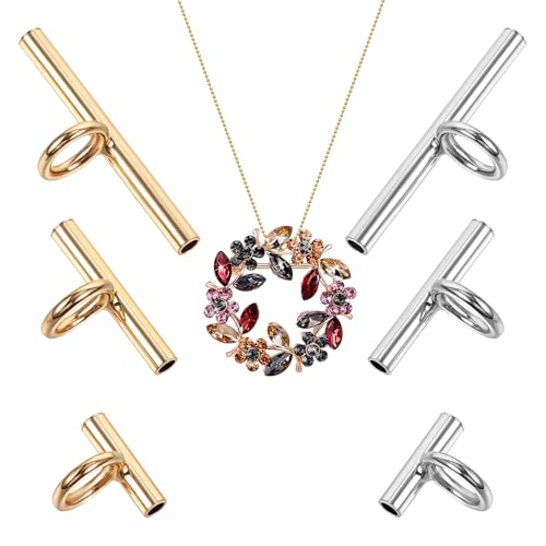 Image of 6PCS Brooch to Pendant Converters, Pin Necklace Adapters Brass Pin to Necklace Converter Pendant Converter Gold /Silver Brooch Converters for Changing Brooches Pins to Pendant (8 mm, 13 mm, 20 mm)