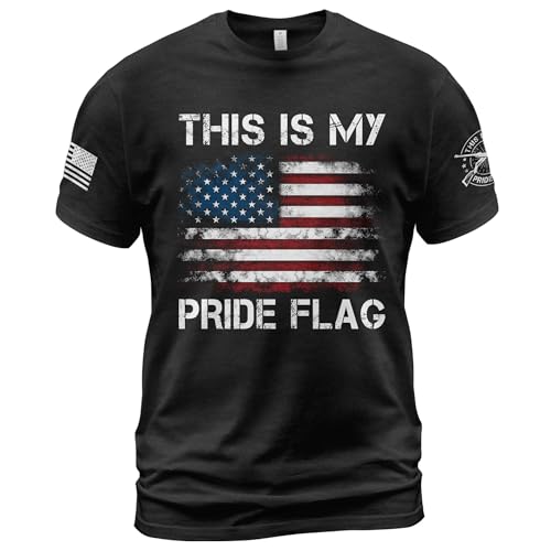 CHIARA CONTI11 This is My Pride Flag Shirt 4th of July Shirts for Men American Flag Shirt Patriotic Shirts for Men 01 (Black-M)
