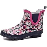 SWIFTFROG Rain Boots for Women Waterproof Ankle Garden Shoes Non Slip Floral Printed Rainboots Ankle Rain Shoes