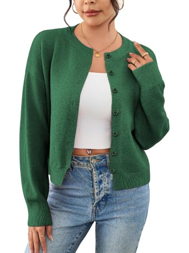 Image of Ibeauti Cropped Cardigan Sweaters for Women 2026 Trendy Spring Y2k Outfit Long Sleeve Button up Open Front Short Knit Sweater