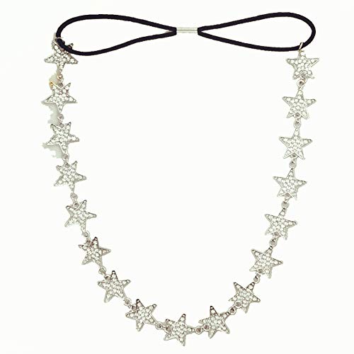 JoJo & Lin Crystal Star Silver Tone Hairband Head Chain Wedding Hair Accessories Hair Jewelry (Silver Tone)