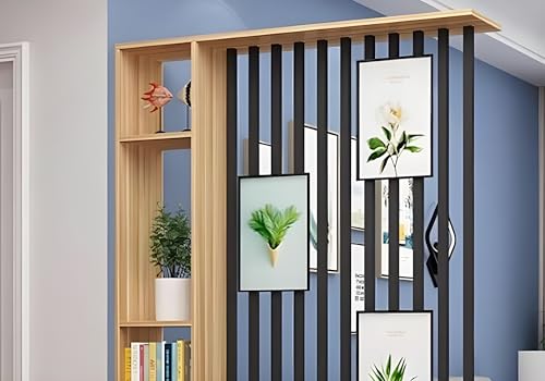 Image of MKH KRAFTS Hand Carved Wooden Room Divider & Partition Panel Decorative Room Separator Open Divider for Living Room Kitchen Office (Iron-RODES) (80 X 60 Inch (9 Rodes))