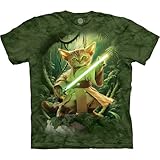 The Mountain Master Meowda Classic Cotton T-Shirt Graphic Tee, Funny Cat Shirt, Green, 2X