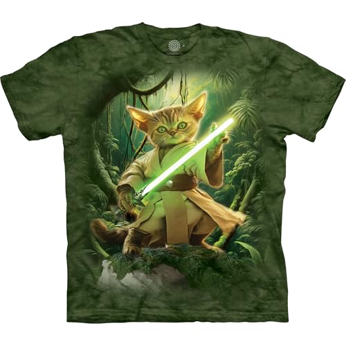 The Mountain Master Meowda Classic Cotton T-Shirt Graphic Tee, Funny Cat Shirt, Green, 2X