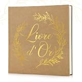 Livre d'or Mariage 60 pages Couverture Rigide Kraft Livre de Visiteur Guest Book Registre de Mariage pour Mariage Baptême Anniversaire Retraite