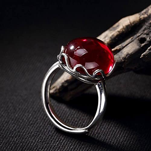 Bague ajustable en corindon rouge pour femmes style vintage - 2