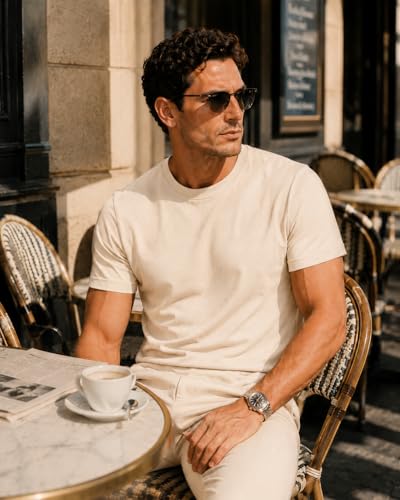 Image of Men's Essential 100% Cotton Crew Neck T-Shirt - Plain, Short Sleeve, Regular Fit, Premium, Super Soft, Classic Everyday Wear
