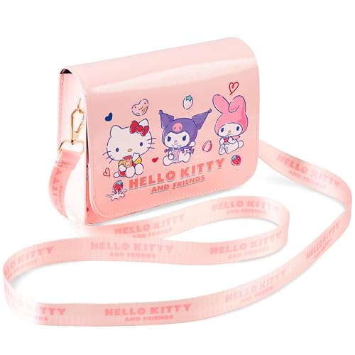 Hello Kitty Sanrio Sac Fille Ado Sac Bandoulière Femme Kawaii Kuromi My Melody Accessoire Voyage Shopping Idée Cadeau Anime (Rose)