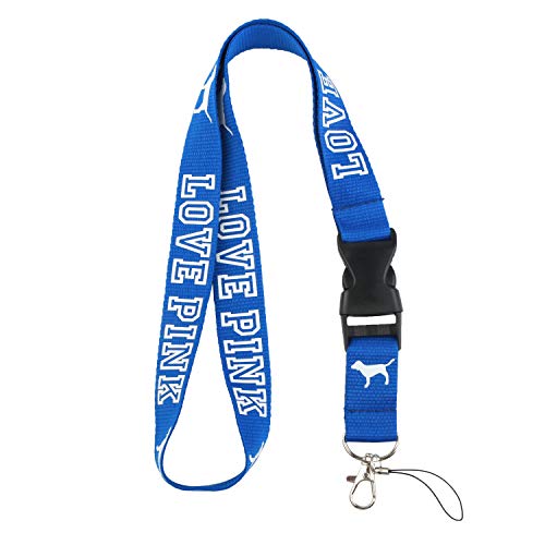 Love Pink Lanyard Keychain HolderÂ for Phones ID Badge holer Bags Neck Lanyard (Blue)