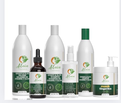 Set, Anti-Hair Loss Treatment and hair growth Jengibre y oliva,Paraben- salt-Free, 32 oz