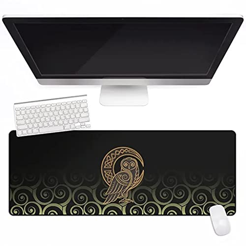 Tapis de souris chouette celtique en caoutchouc durable et design lune unique pour ordinateur