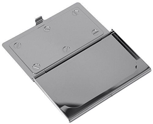 Stephanie Imports Set of 3 Slim Metal Business Card Case Holders (Silver Industrial)
