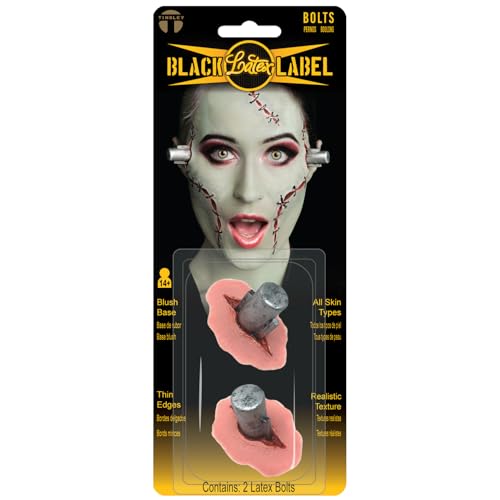 Black Label Latex Bolts - Realistic Special Effects Prosthetic for Cosplay Halloween and Film - Reusable Creature Design by Award-Winning Artist