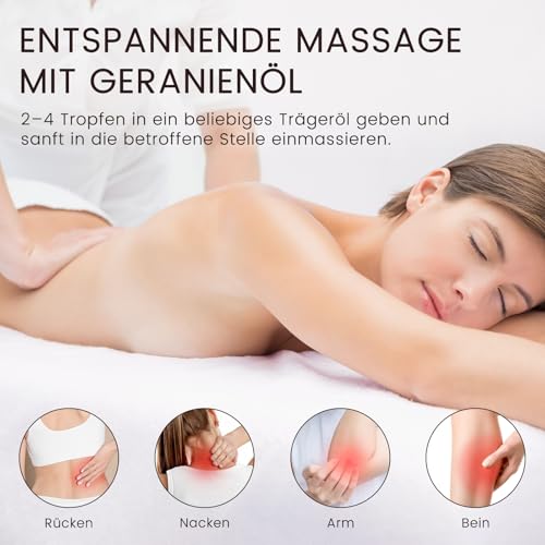 Ätherisches Öl Geranienöl 100ML, MUNUSNA Ätherische Öle Geranie für Diffuser Rein Naturrein, Geraniumöl für Hautpflege, Raumdüfte, Duftöl für DIY Seife, Kerzen, Massage, Geranium Oil