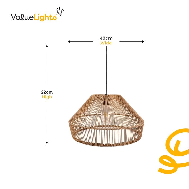 ValueLights | Solar Powered Natural Rattan Pendant Hanging Light | Pendant Lights, Home Décor & Improvement Essential - Image 5