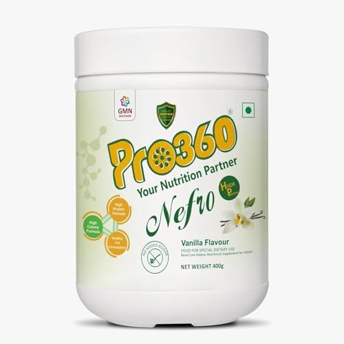 Pro360 Nefro HP Powder โ Vanilla Flavour, 400g โ High Protein Dialysis Care Nutritional Supplement for Renal Support โ Vanilla Protein Powder with L-Taurine, L-Carnitine & Essential Nutrients