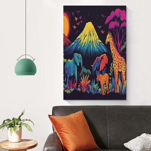 Impression Sur Toile Girafe Art Mural Premium pour Décoration de Salon - 4