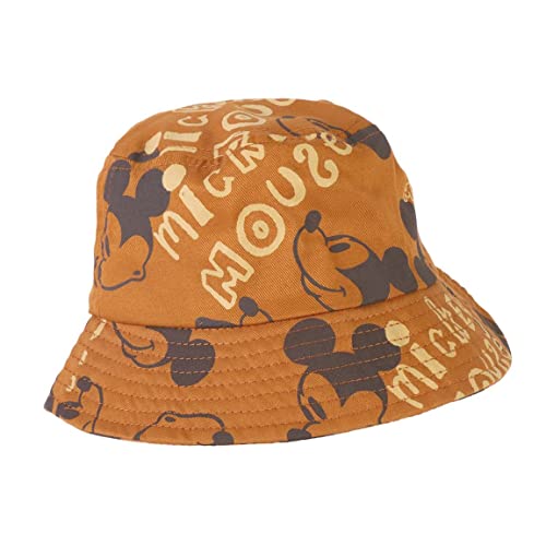 Gorro de Pescador de Mickey Mouse para Niños - Color Marrón - Apto de 1 a 4 Años Sombrero de Pescador Fabricado con 100% Algodón - Con Estampado de Mickey - Producto Original Diseñado en España