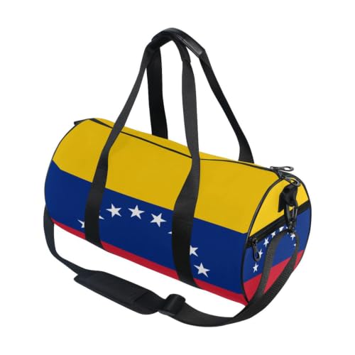 Bolsa de gimnasio redonda de lona con diseño de Venezuela para hombres y mujeres
