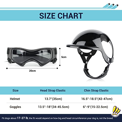 NAMSAN Anti-UV Hundebrille mit Haustierhelm, Winddicht Augenschutz Hunde Sonnenbrille, Cooler Motorrad-Haustierhelm für Kleine/Mittlere Hunde