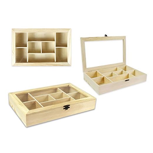 Bacheche in legno 4 Vetrineinrete® Bacheca in Legno 8 posti con Porta in Vetro espositore vetrinetta minuterie da Collezione decoupage 30x19x5 cm 53451