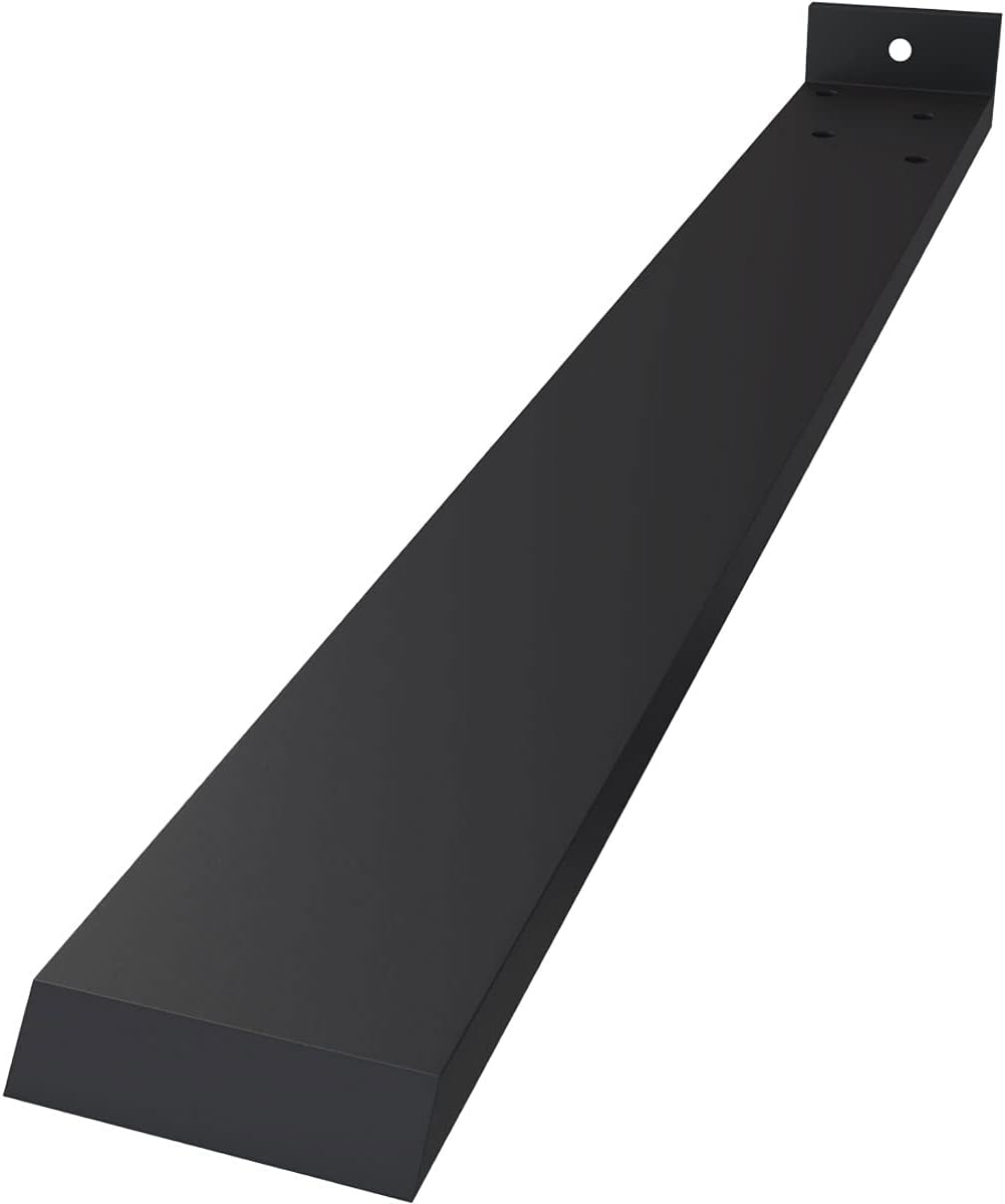 2 1/2"W x 20"D x 1 1/2"H Hidden Floating Steel Heavy Duty Bracket w/Flange, Powder Coated Black