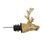 Mobestech Design Party Oil Spout Bar Decorative Pourer Liquid Wine Bars Reusable Animal Stag Gold with Stopper Bottle Home Head Creative Aerator Silicone Vinegar Deer Deer Head Whiskey Spout