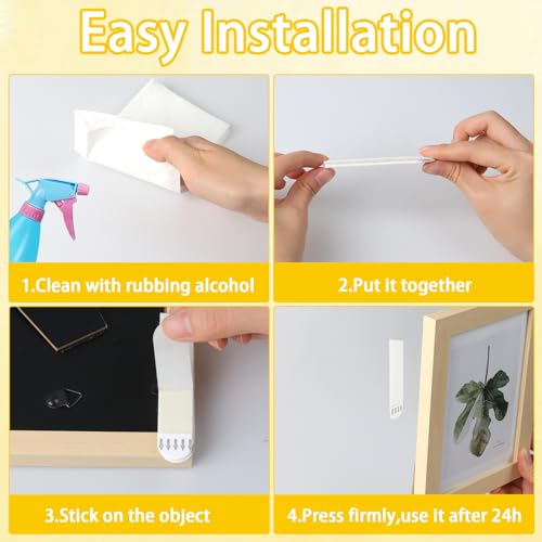 Image of 24 Pairs Picture Hanging Strips Heavy Duty, 48 Strips Picture Hangers Removable Wall Hangers Without Nails for Frames Mounting Wall Decor Refill Adhesive Poster Strips