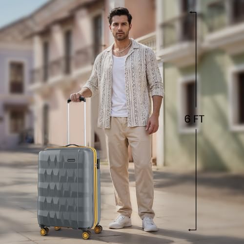 Image of Aristocrat Polycarbonate Spinner Comet Cabin Trolley Bag 56cm|Small|Hard Luggage| Smooth 8-Wheel Suitcase|Combination Lock with Sturdy Zipper|Full Fabric Convipack|3-Year International Warranty (Grey)