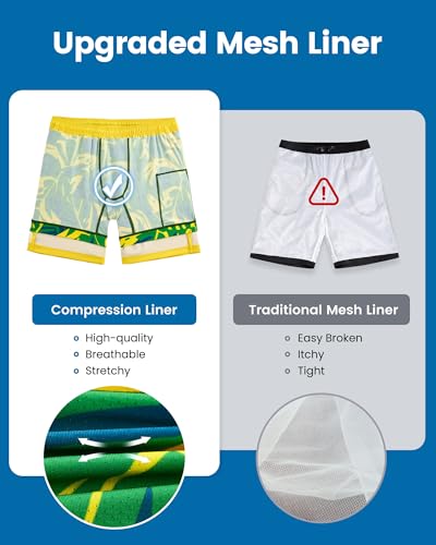 Image of maamgic Mens Swim Trunks with Compression Liner 7 Inch Inseam Mens Bathing Suit Quick Dry Swimming Trunks Swimsuit
