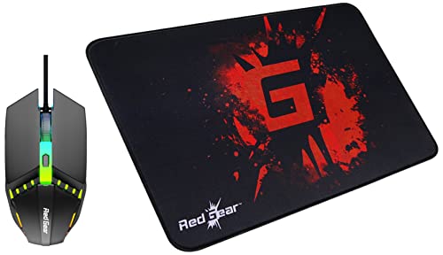 Image of boAt Redgear A-10 Wired Gaming Mouse with RGB Led, Lightweight and Durable Design, Dpi Upto 2400, Compatible with Windows and Mac. & Ar Mp35 Speed-Type Gaming Mousepad (Black /Red)
