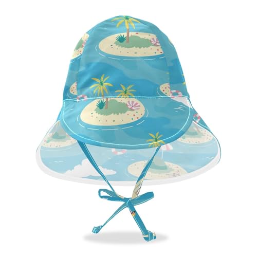 Baby Beach Hat Boy Beach Unique Baby Girls UPF 50 Large Brim Beach Essentials Summer Wind Cartoon Island