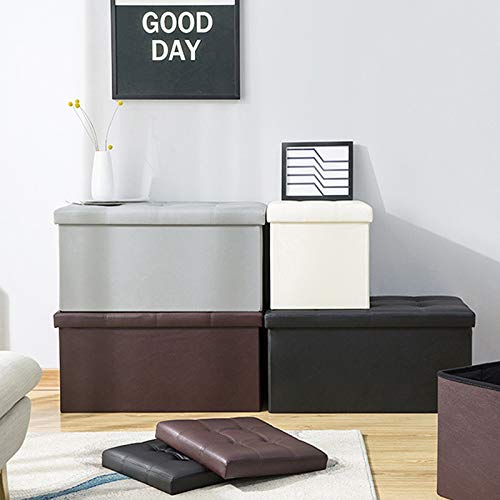 image for EYLAEM Ottoman with Storage, 15 Inches Footrest Stool Cube Boxes, Fold
