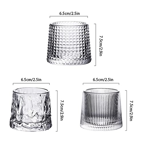 Vidrio de barra para whisky vasos de agua giratorios juego de 3 copas de 5oz 3