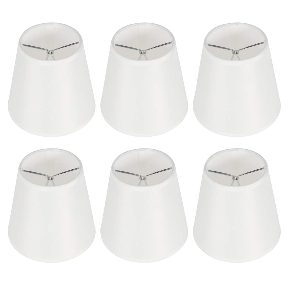 HERCHR set di 6 paralumi a clip per lampade e lampadari classico, Ricambio paralume in tessuto, Piccolo Paralumi realizzato a mano, Paralume Moderno bianco per Lampadario, 3,5 X 5,2 X 5,5 Pollici