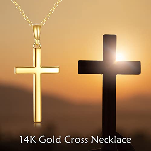 KECHO 14K Gold Cross Necklace for Women Yellow Gold Religious Simple Cross Pendant Necklace Jewelry for Her Girls Mother Daughter Wife Jesuits 6